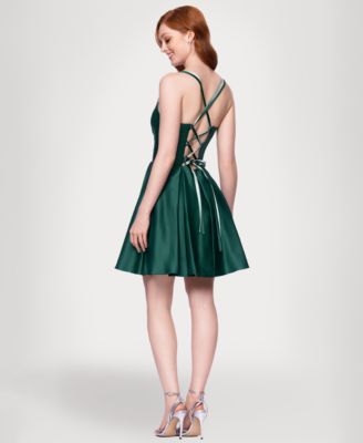 Juniors' Lamour Lace-Up Mini Dress