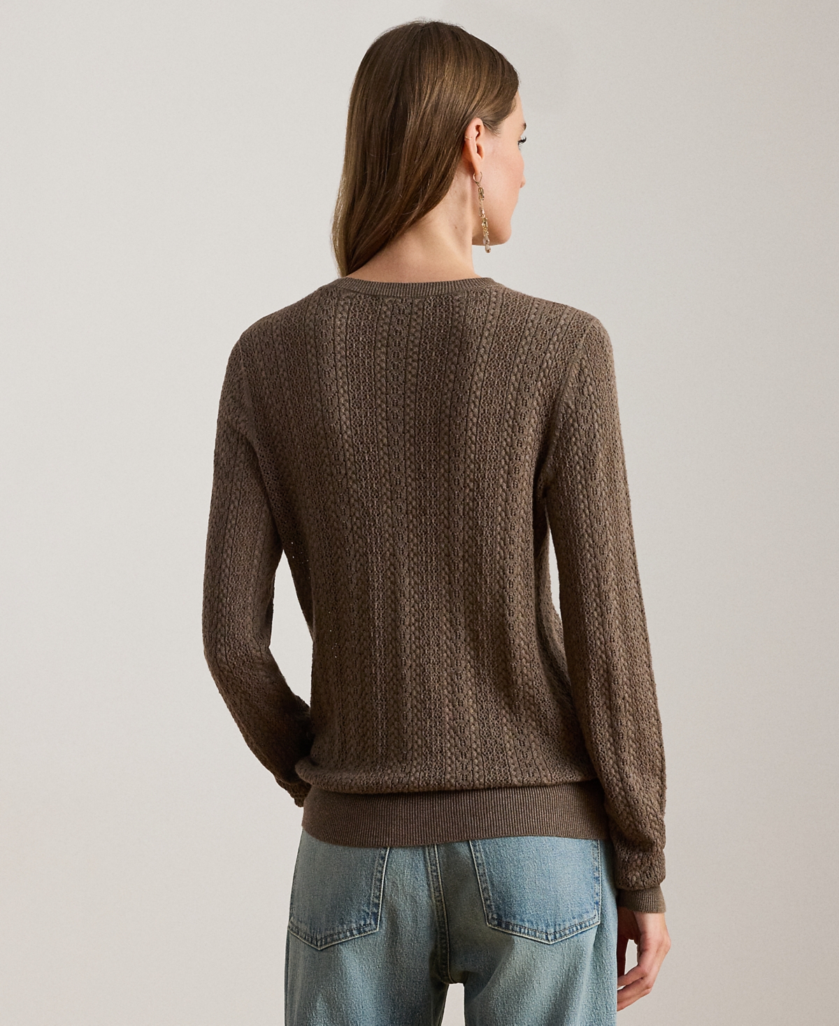 Lauren Ralph Petite Pointelle-Knit Slim Fit Sweater