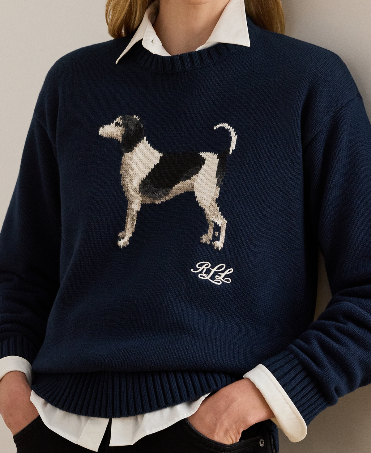 Ralph Lauren Petite Riednee-lo Intarsia Knit Sweater In Blue