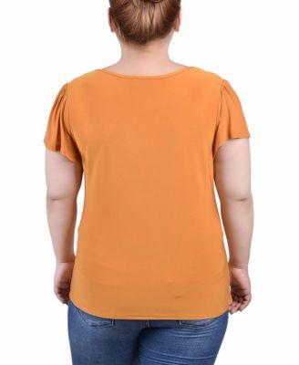 Plus Size Studded Short Flutter Sleeve Top