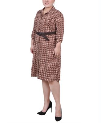 Plus Size 3/4 Roll Tab Sleeve Shirtdress