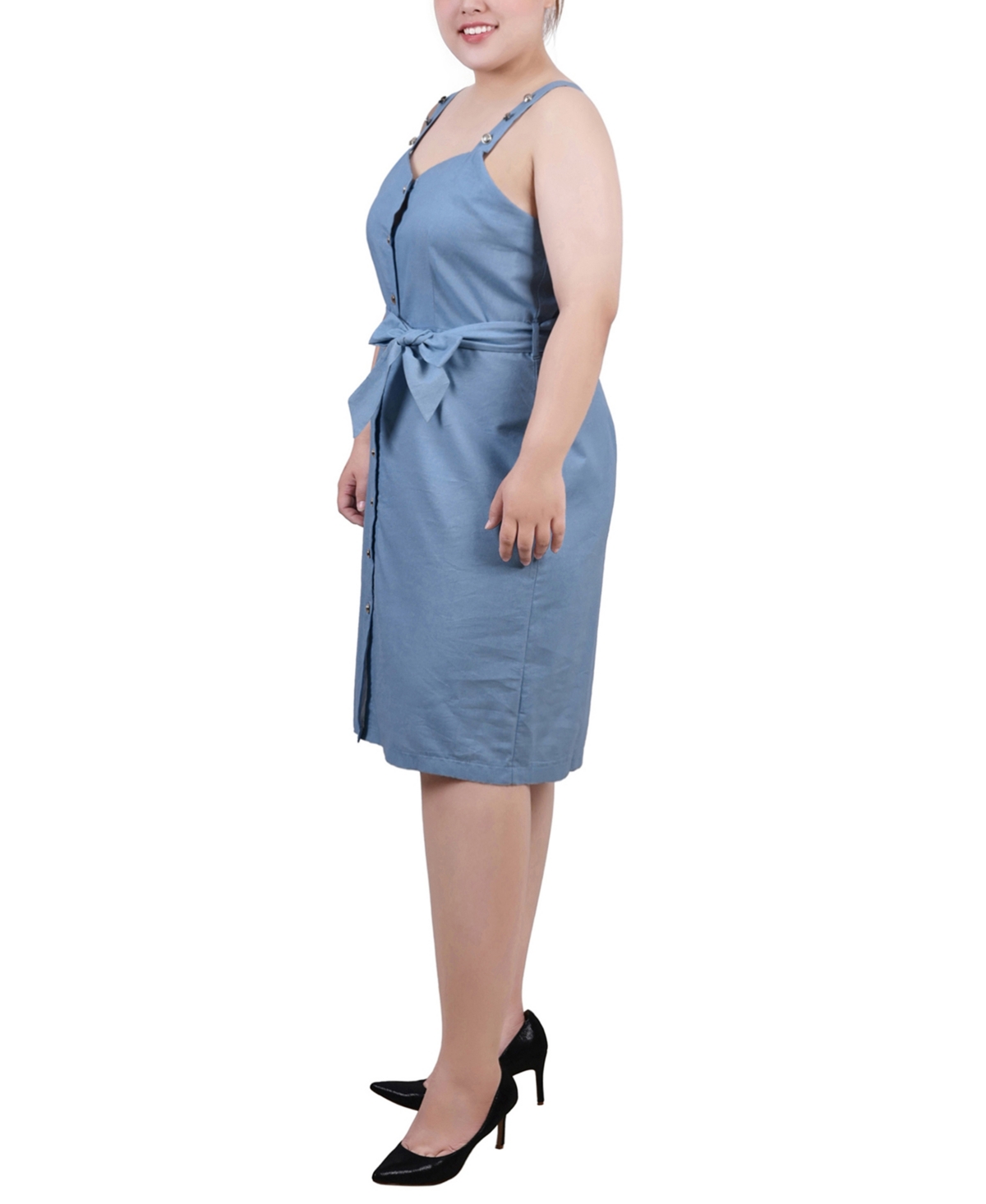 Ny Collection Plus Sweetheart Neck Chambray Sundress