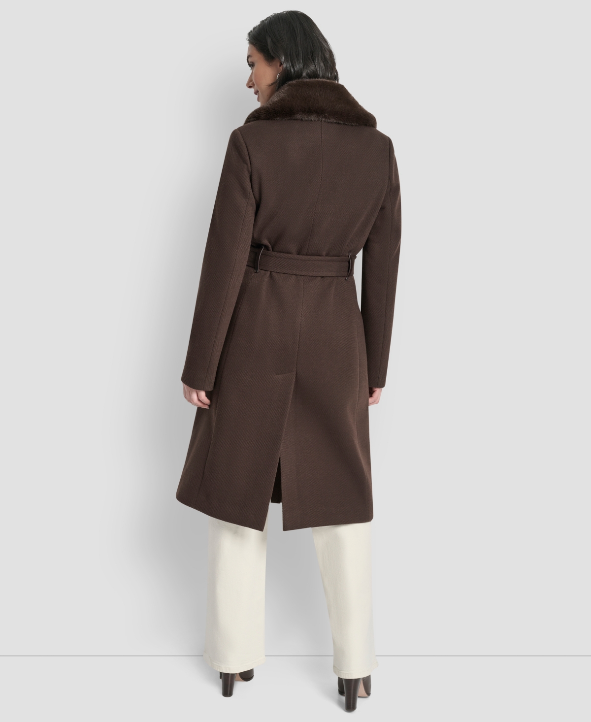 Dkny Women's Single-breasted Pillow Collar Coat In Brown