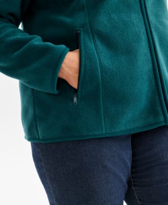 Plus Size Solid Polar Fleece Zip-Front Jacket