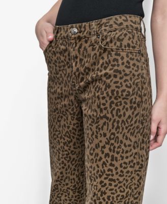 Women's Animal Print Mid-Rise Relaxed Straight-Leg Cotton Jeans