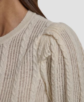 Women's Mixed Stitch Puff-Sleeve Sweater