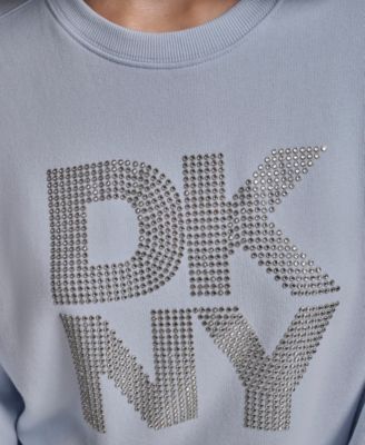 Women's Rhinestone Logo Cotton Crewneck Sweatshirt