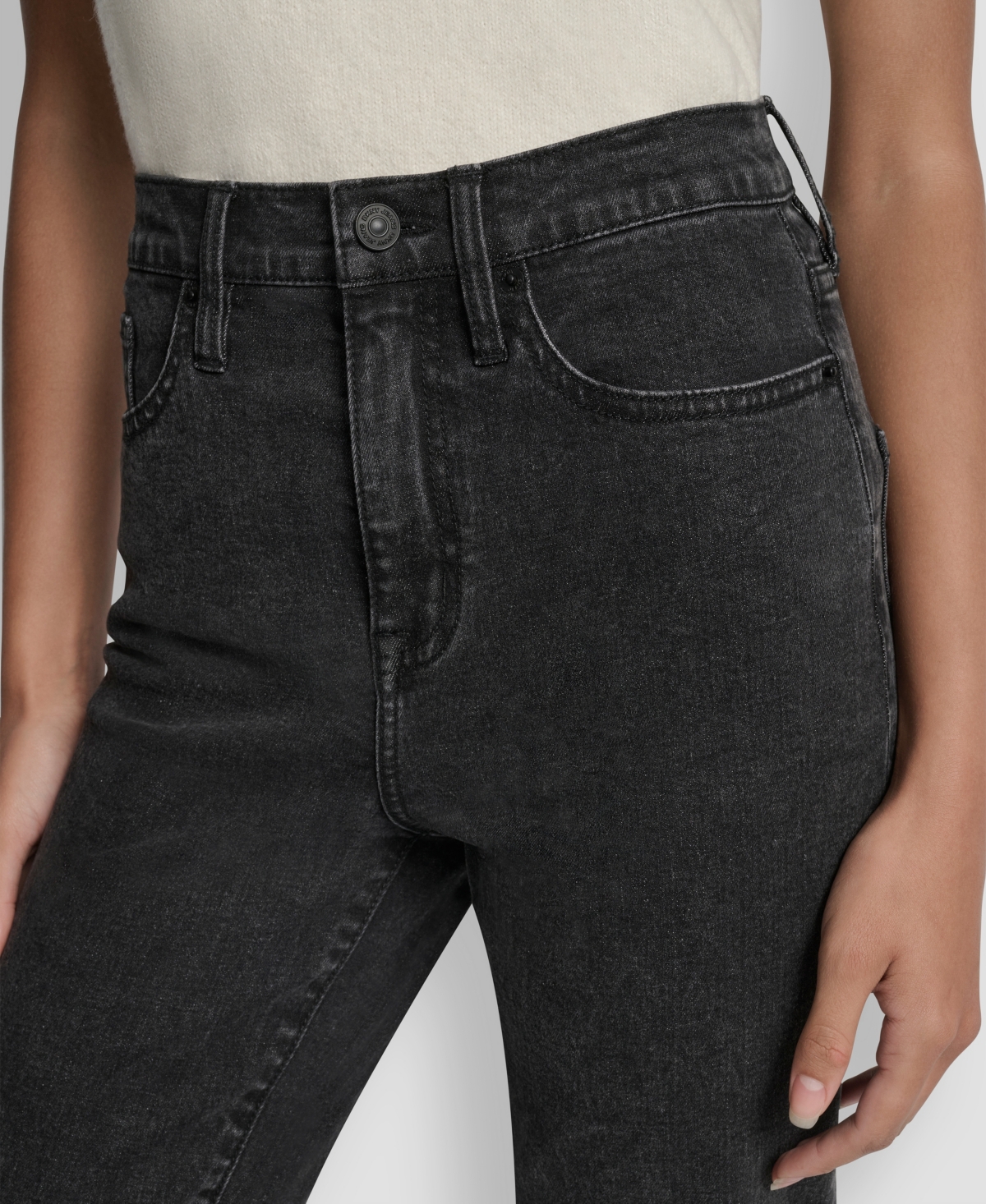Dkny Jeans Women's High-rise Classic Cuffed Straight-leg Jeans In Black