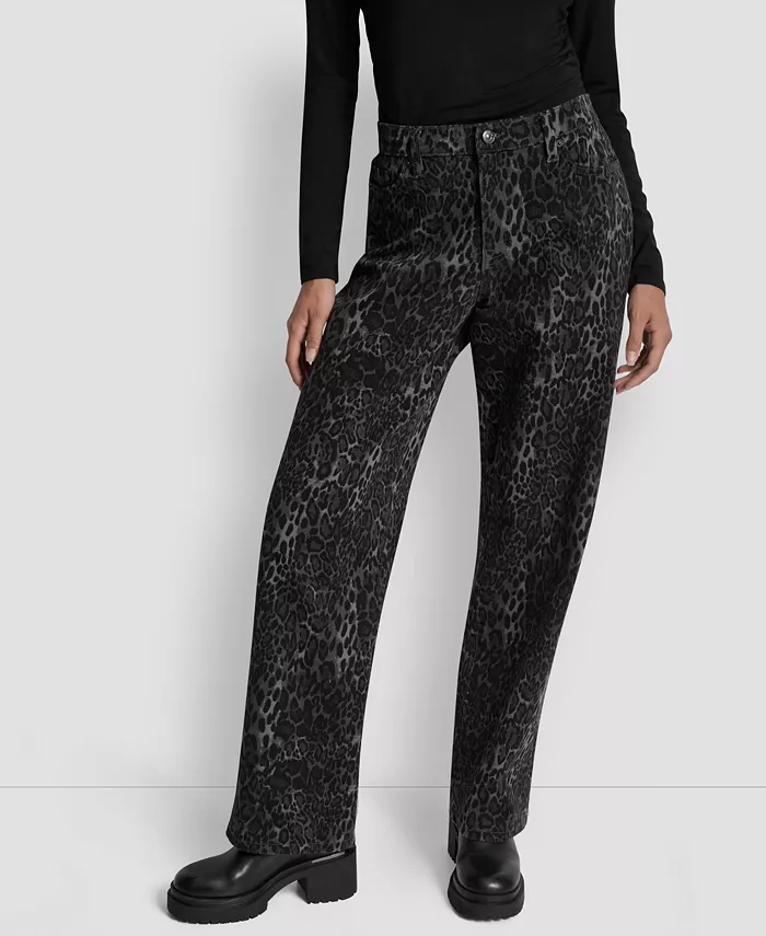 Women's Mid Rise Leopard Print Jeans