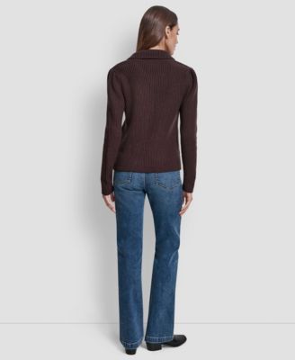 Women's Shaker Stitch Detail Cropped Cardigan Sweater