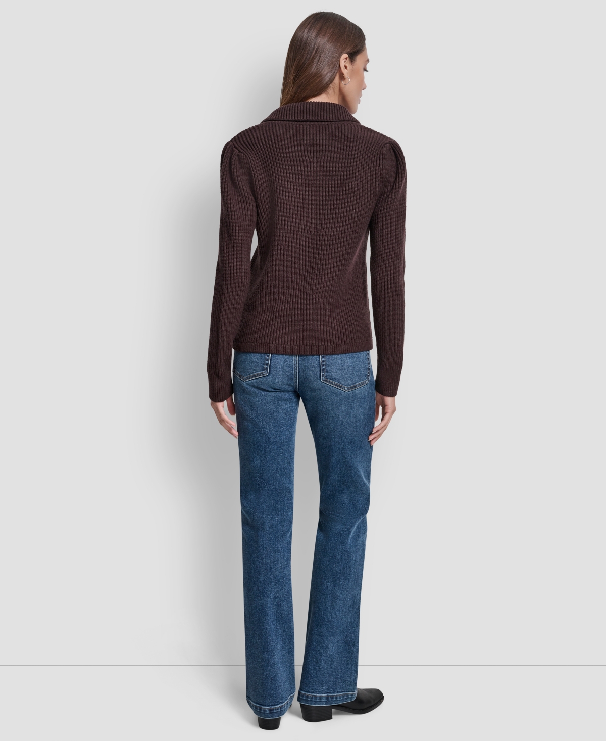 Dkny Jeans Women's Shaker Stitch Detail Cropped Cardigan Sweater