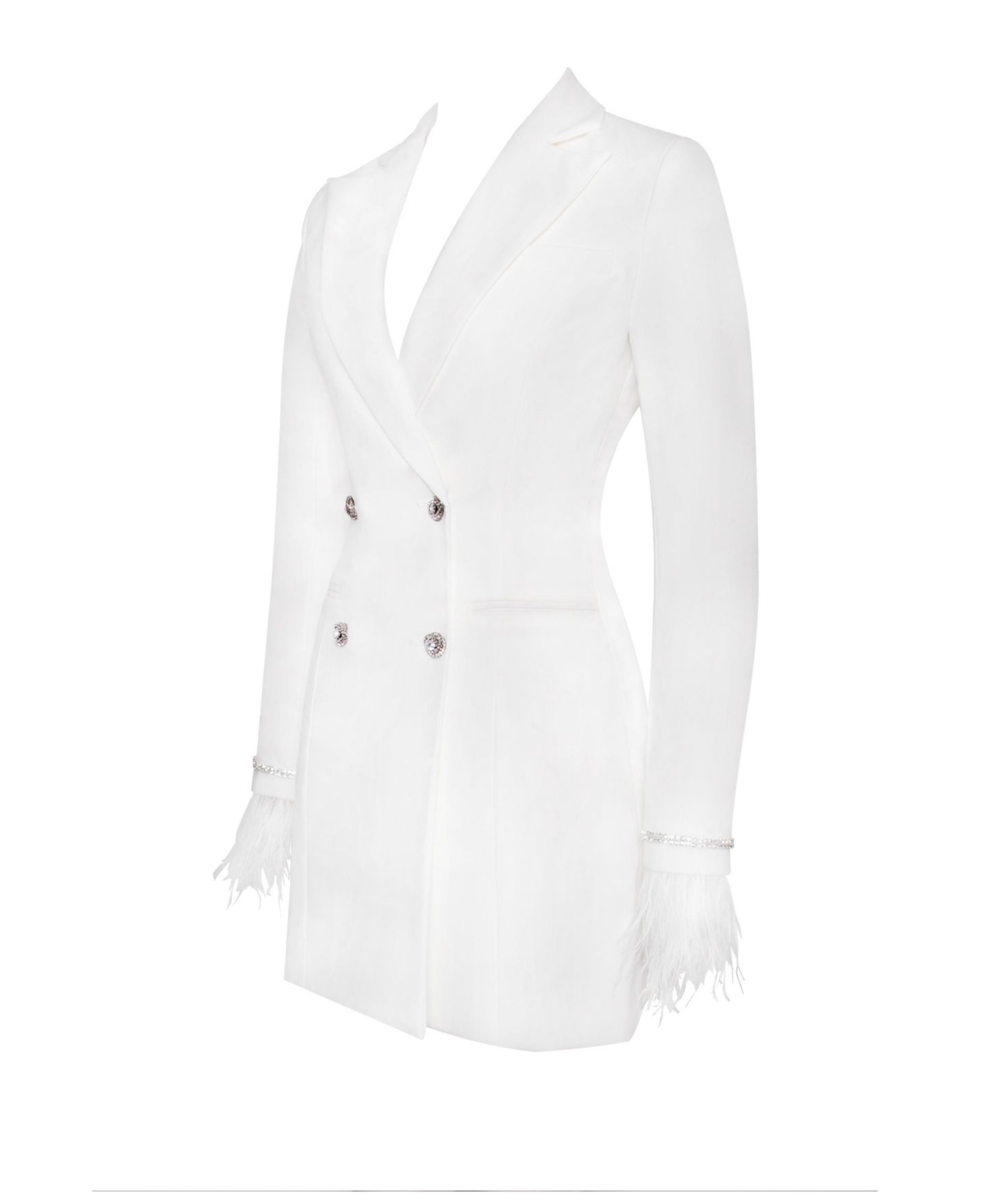 Женское платье Miss Circle Women Quilla White Feather Crystal Sleeve Backless Blazer, цвет: Белый — фото 10