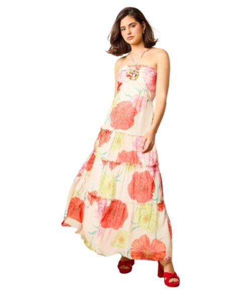 Женское платье Oasis Rosette Detail Halterneck Midi, цвет: Слоновая кость