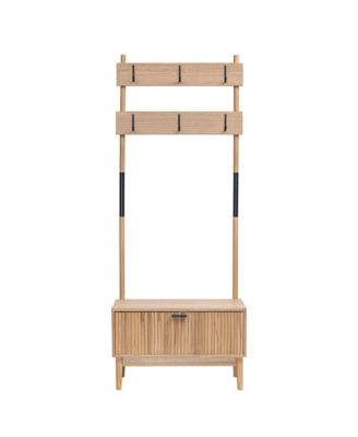 - Solid Wood Hall Tree with Storage Industrial Style Entry