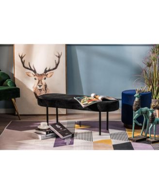 - Metal and Black Velvet Bench Modern Design Style Upholstery Entry