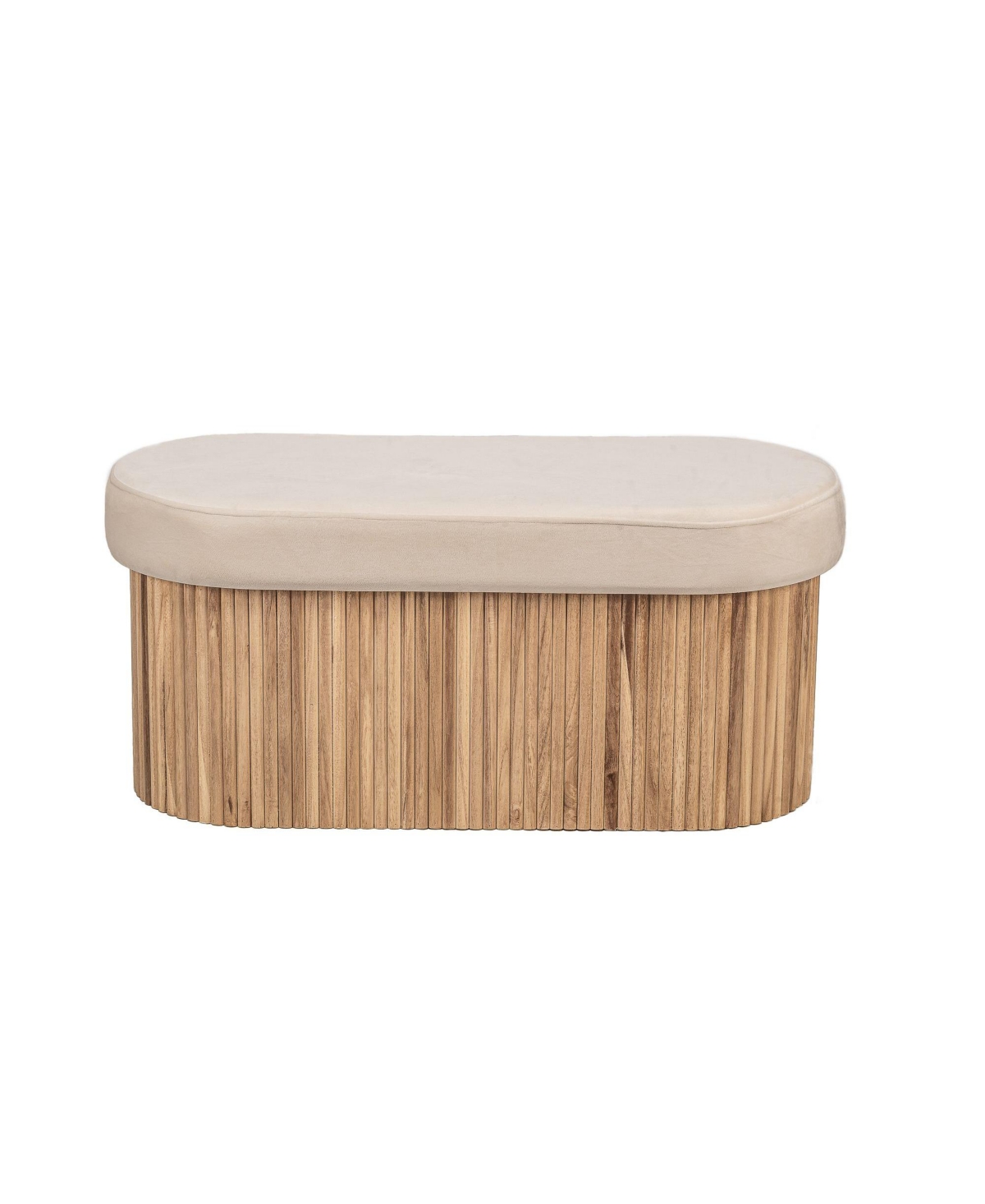 Nordlys - Beige Velvet Storage Bench Modern Design Style Upholstery Entry