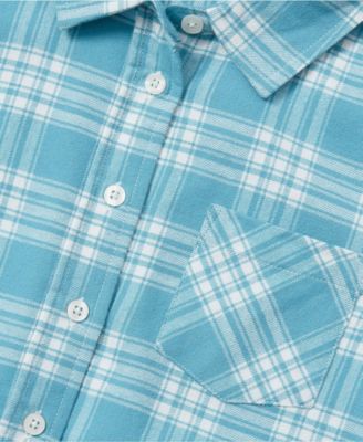 Girls Long Sleeve Cropped Flannel Shirt