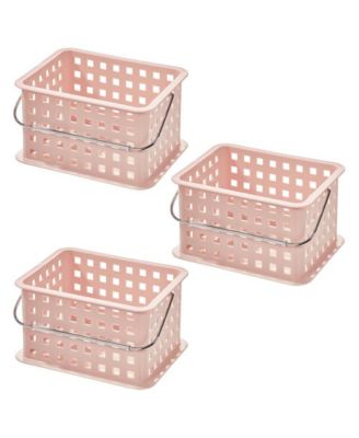 Small Stackable Shower Caddy Basket, Set of 3, Pink, Made in USA