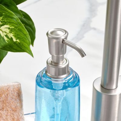 Plastic Kitchen Sink Caddy with Soap Dispenser - Clear/Brushed