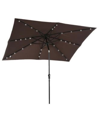 9 Foot Solar LED Patio Umbrella with Tilt and Crank