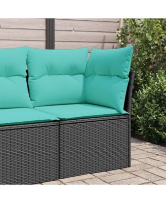 Garden Sofa Black PE Rattan Medium Modular Garden Sofa Square
