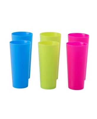 Plastic Reusable Cups 7 oz Set of 6 (2 Red, 2 Green, 2 Blue)