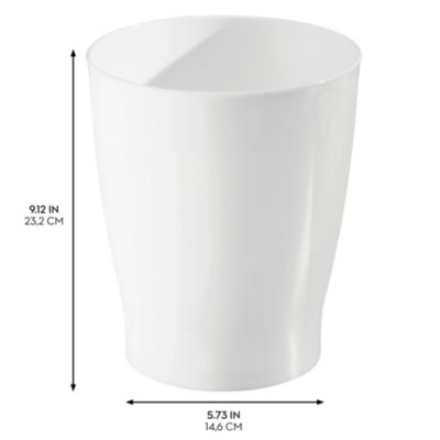 Small Round Plastic Bathroom Trash Can - Set of 4 - White - Made in USA