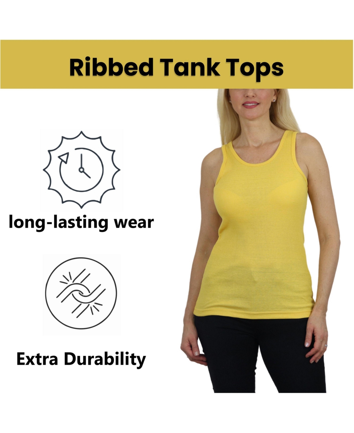 Galaxy By Harvic Women's Loose Fit Ribbed Tank Top