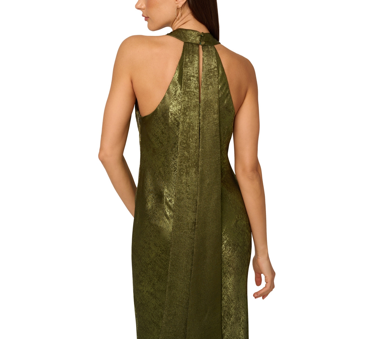 Adrianna Women's Folied-chiffon Halter Gown In Green