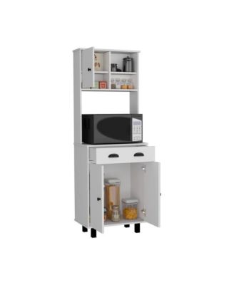  66.6"H x 23.6"W Laminated Particle Board 2 Cabinets, Drawer, Open Shelves Kitchen Pantry Cabinet
