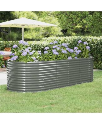 Garden Raised Bed Grey Powder-coated steel Large
