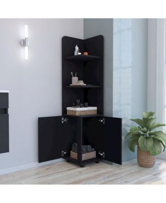 Malibu Corner Linen Cabinet Black MDF