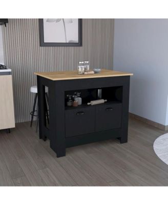 Arlet Kitchen Island Black/Macadamia MDF