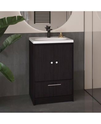 Bathroom Vanity with Two Doors, Madison Black MDF