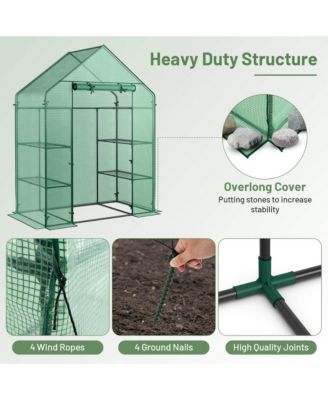 Portable Mini Walk In Outdoor 4 Tier 8 Shelves Greenhouse
