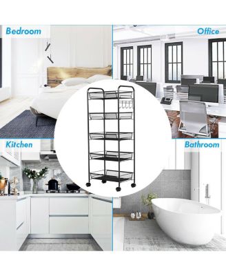 5 Tier Storage Rack Trolley Cart Home Kitchen Organizer Utility Baskets