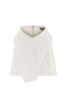 Women's Ron 3D Denim Mini Skirt - Unique White Asymmetrical