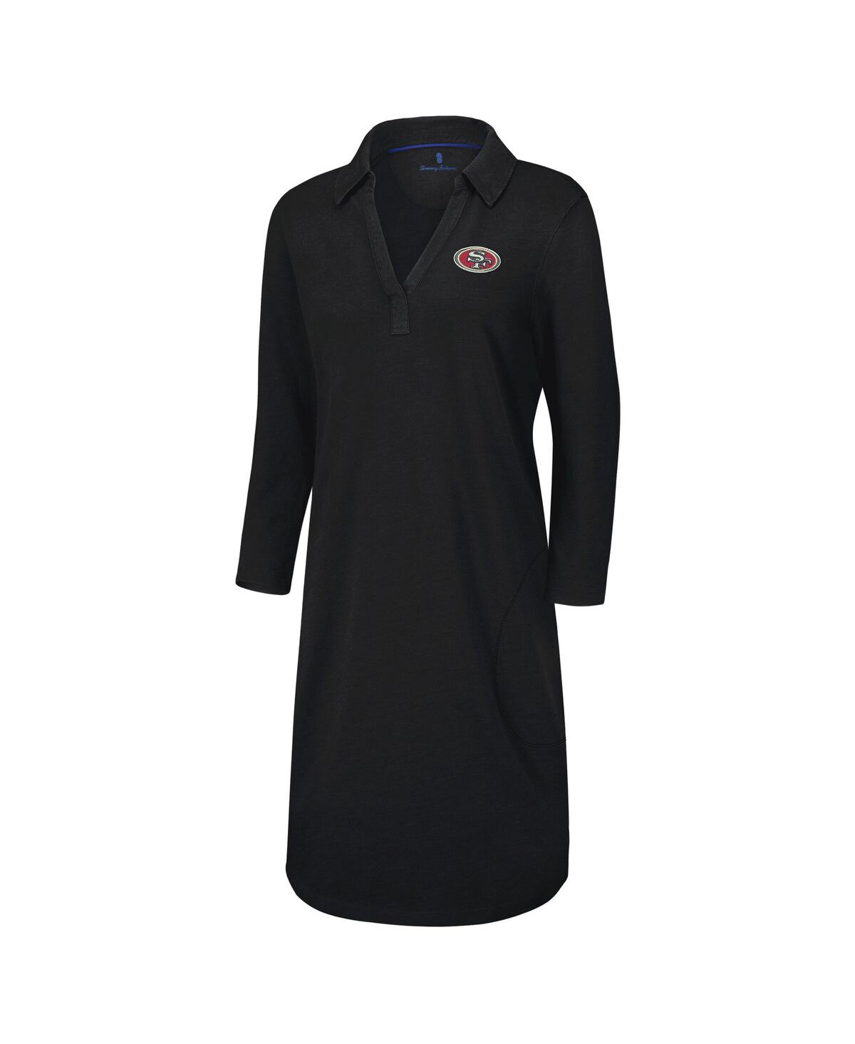 Tommy Bahama Black San Francisco 49ers Ashby Isles Three-quarter Length Sleeve Pullover Jersey Dress In Black