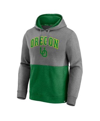 Men's Heather Gray/Heather Green Oregon Ducks Block Party Pullover Hoodie