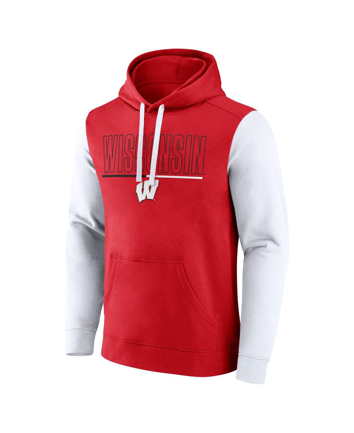 Fanatics Men's Red/white Wisconsin Badgers Outline Pullover Hoodie In Multi