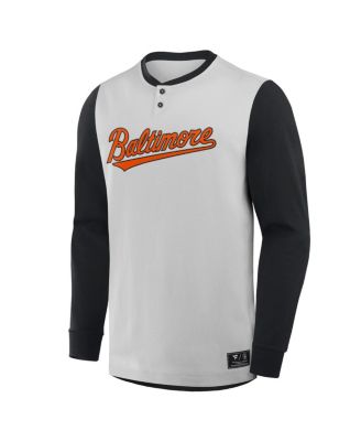 Men's Gray/Black Baltimore Orioles Clubhouse Long Sleeve Henley Shirt