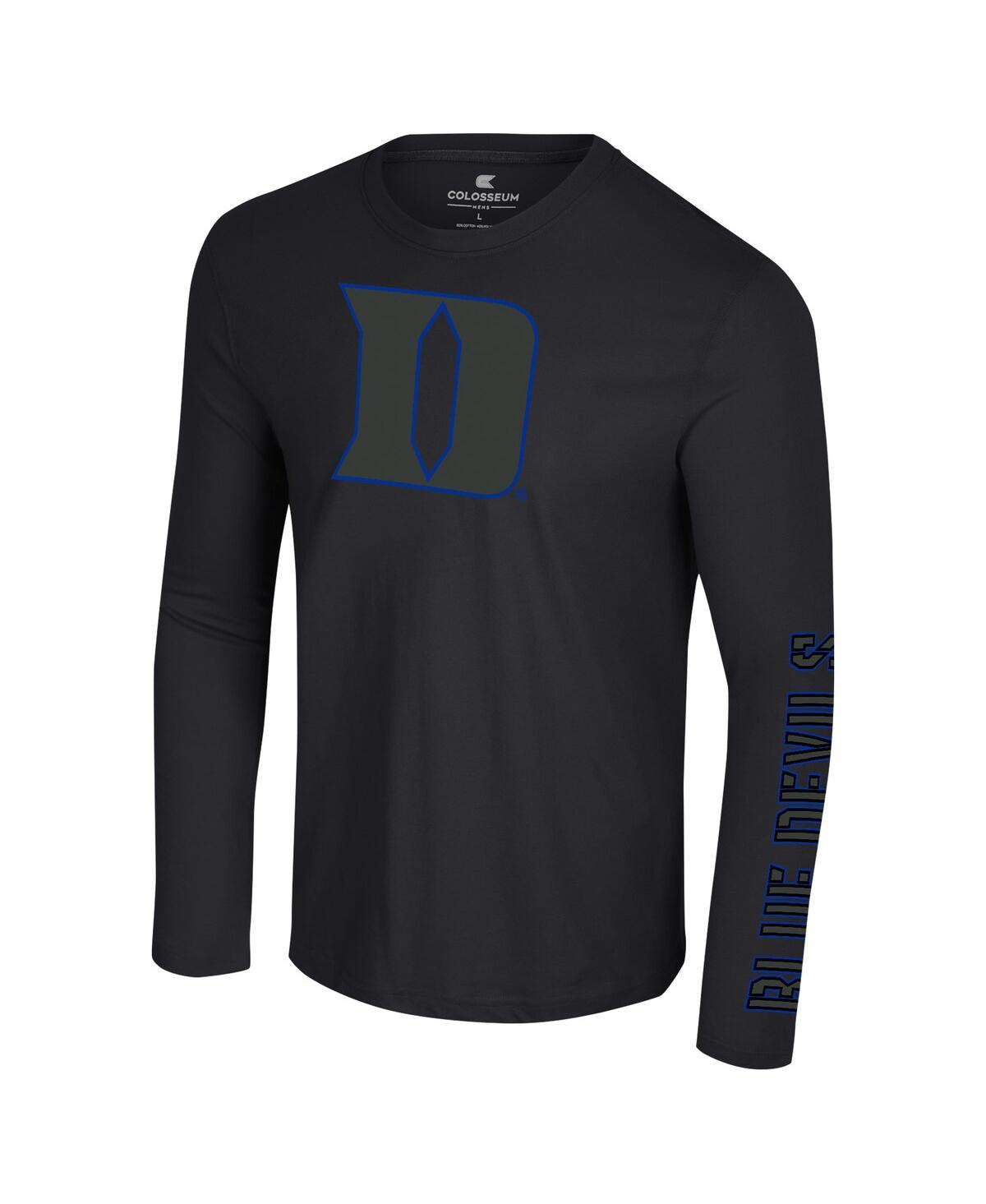 Colosseum Men's Black Duke Blue Devils Color Pop Active Blend 2-hit Long Sleeve T-shirt In Black