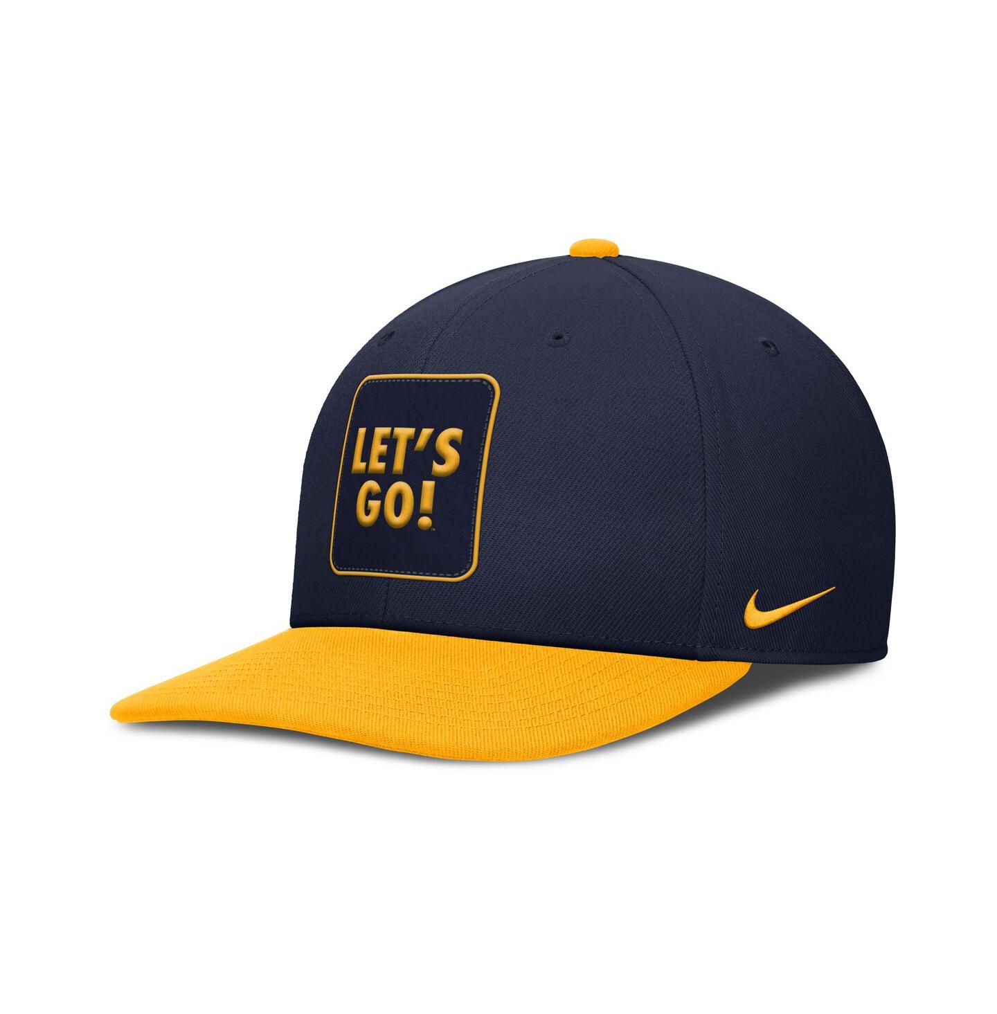 Мужская кепка Nike Navy/Gold West Virginia Mountaineers 2025 Sideline Campus Pro Local Snapback Hat — фото 1