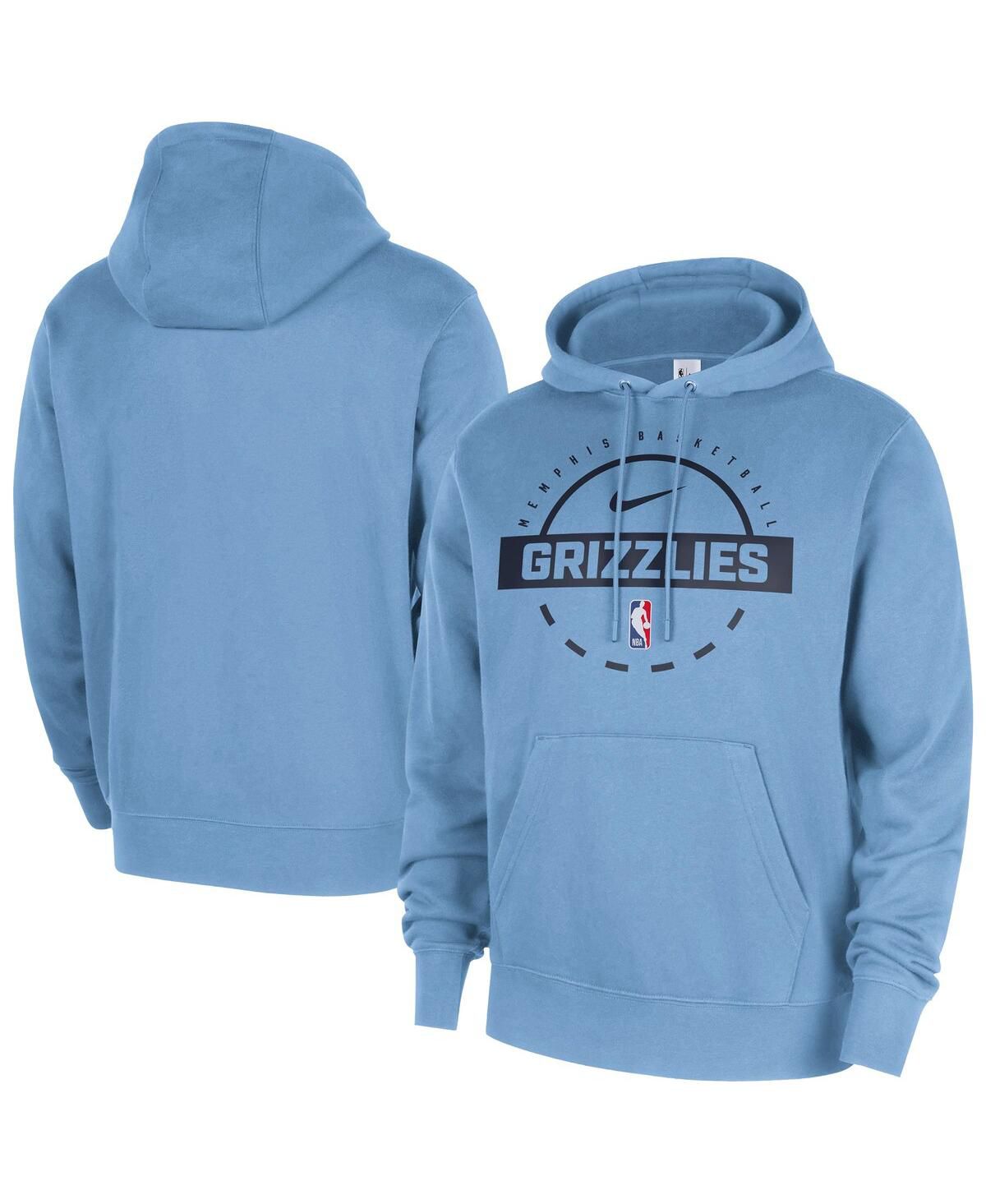 Мужская светло-голубая толстовка-пуловер Memphis Grizzlies 2025/26 Authentic Practice Club с капюшоном