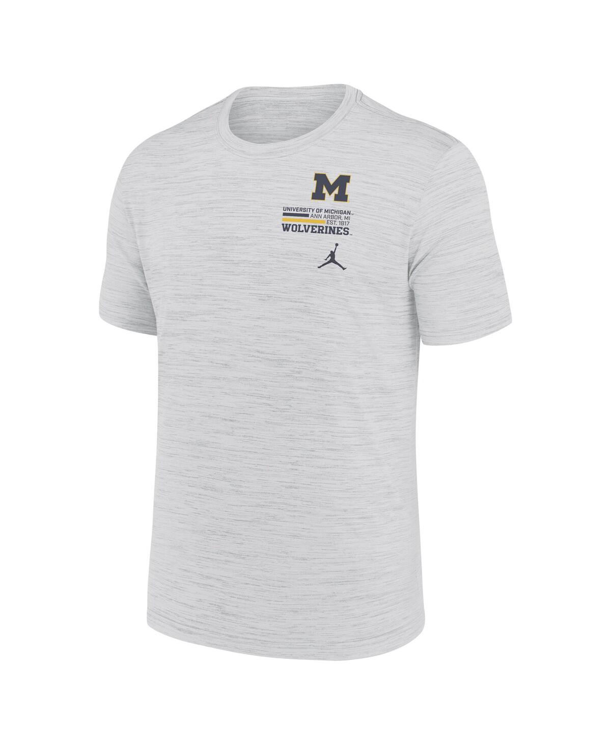 Jordan Men's White Michigan Wolverines Velocity Stacked Performance T-Shirt