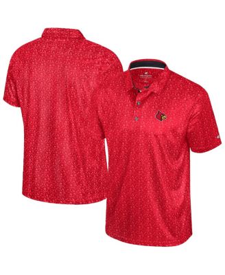 Colosseum - Men's Red Louisville Cardinals Football Print Polo Shirt