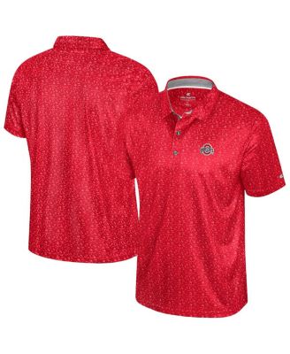 Colosseum - Men's Scarlet Ohio State Buckeyes Football Print Polo Shirt