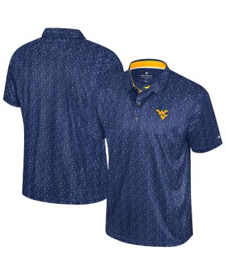 Colosseum - Men's Navy West Virginia Mountaineers Football Print Polo Shirt