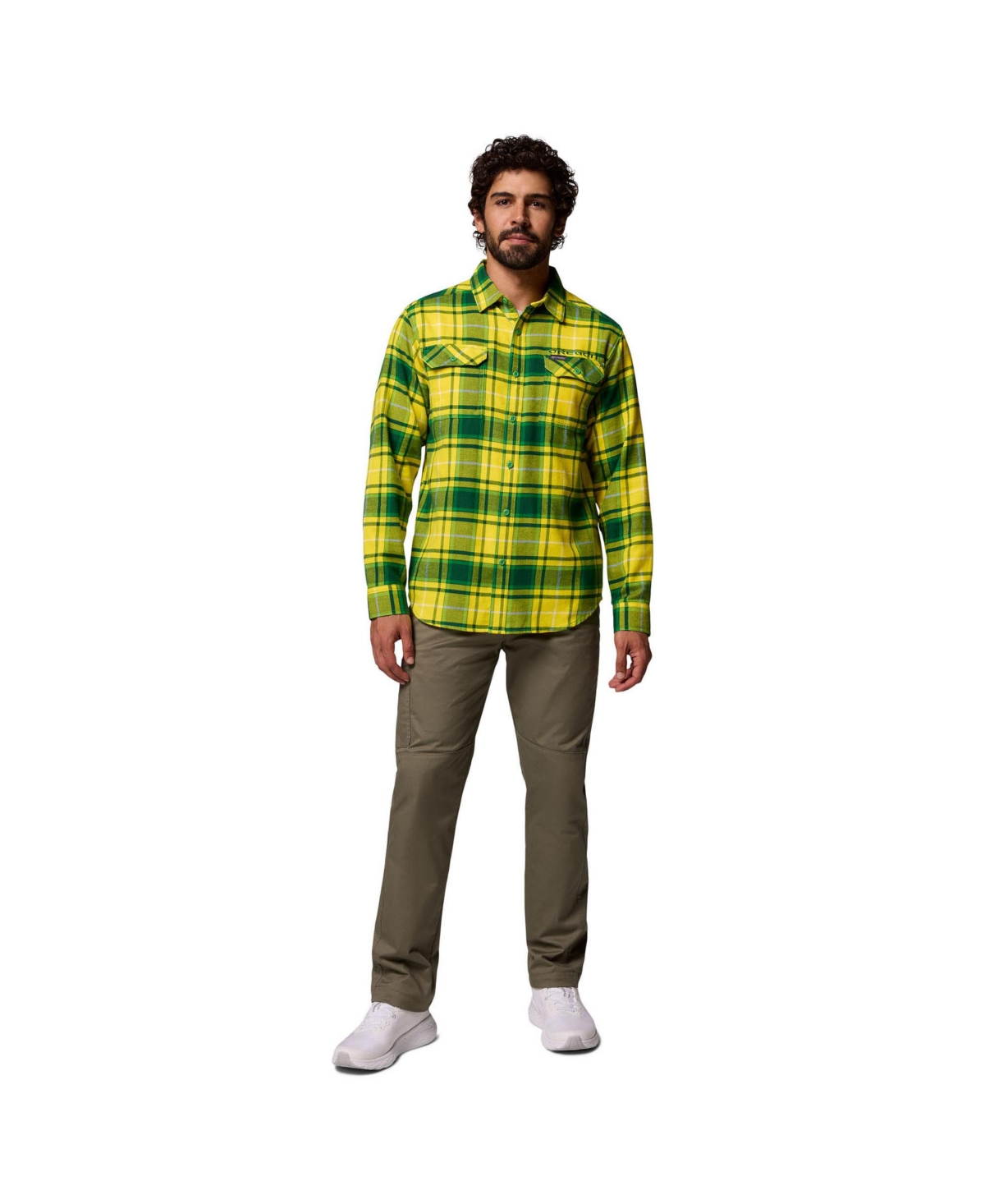 Columbia Men's Green Oregon Ducks Omni-Wick Flannel Long Sleeve Button-Up Shirt