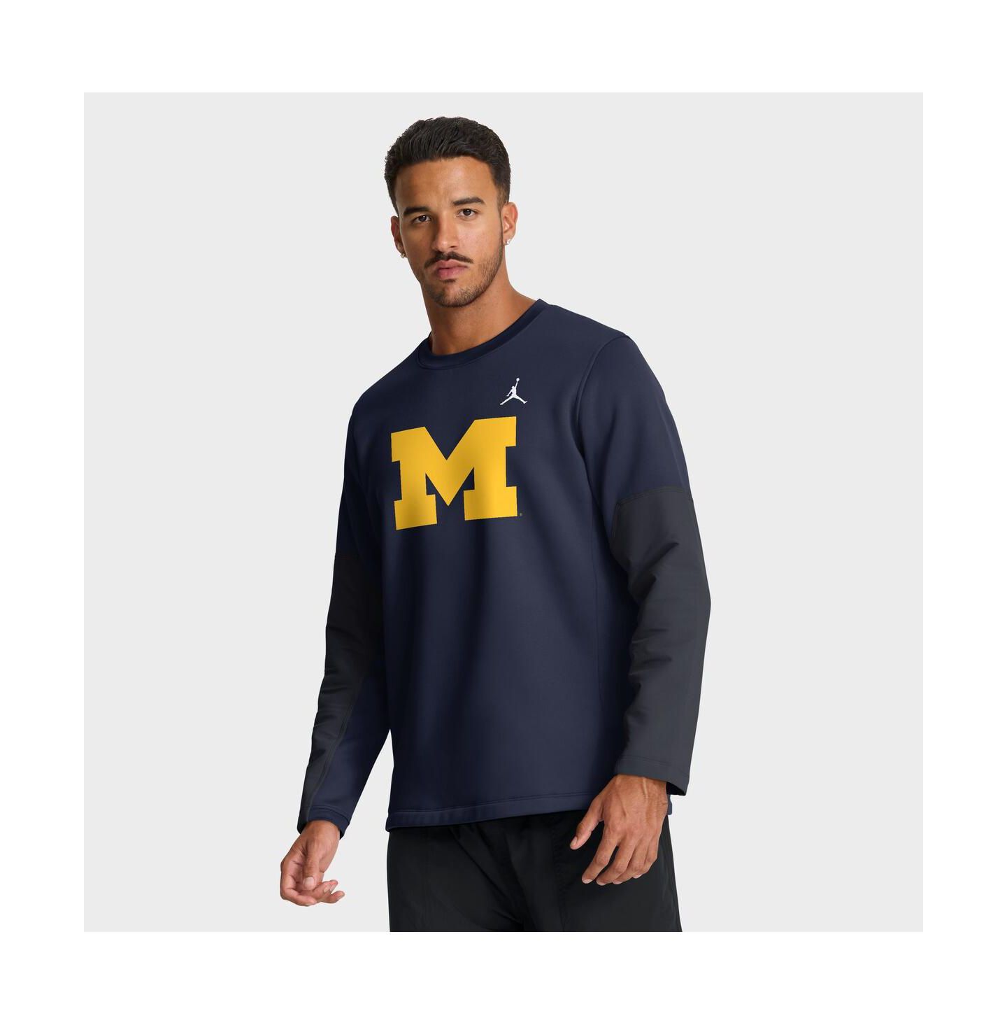 Мужская футболка Jordan Navy Michigan Wolverines 2025 Sideline Coach Performance Long Sleeve — фото 1